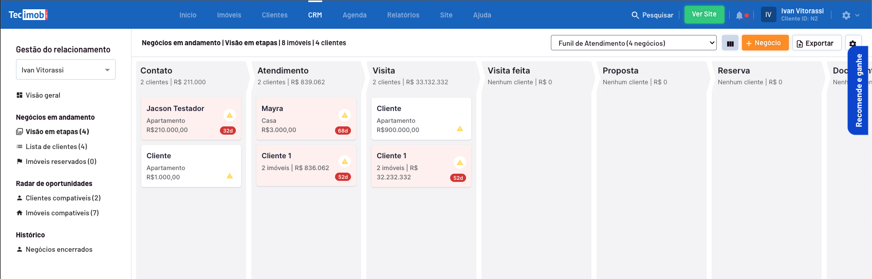 Real estate CRM with sales funnel